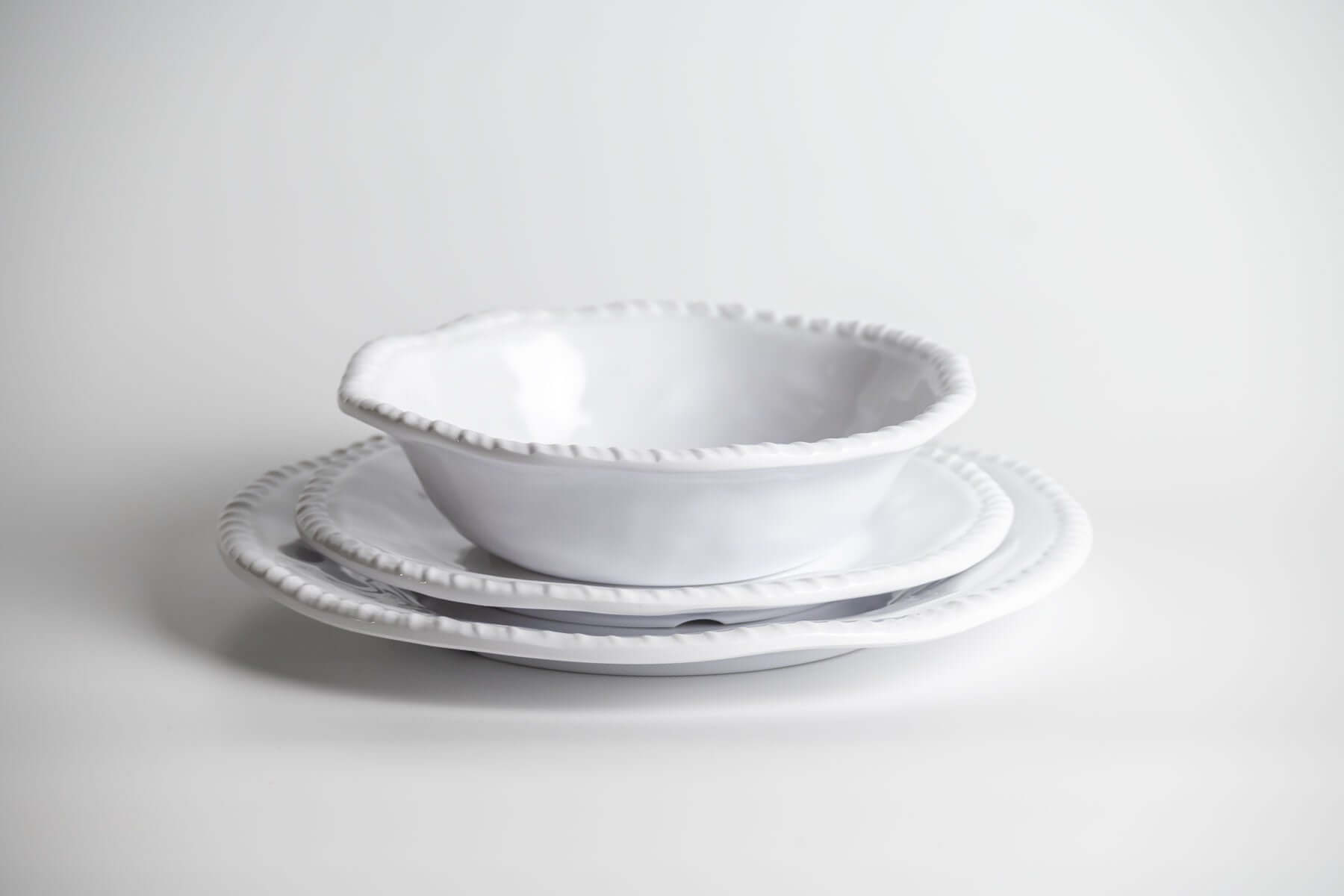Merritt Designs White Rope Melamine Dinnerware Collecion