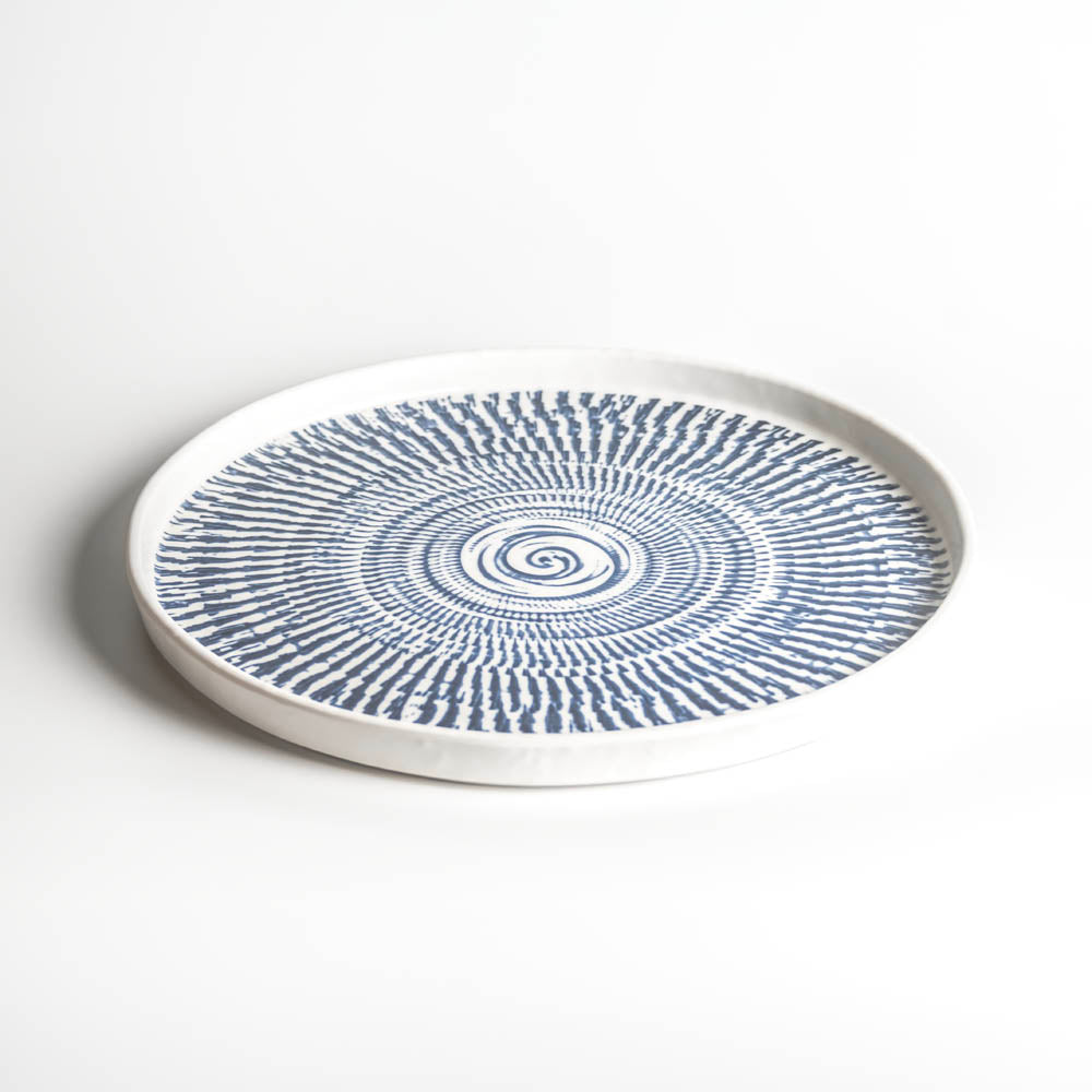 Merritt Designs Tribal Blue 10.75 inch Melamine Dinner Plate 3/4 View