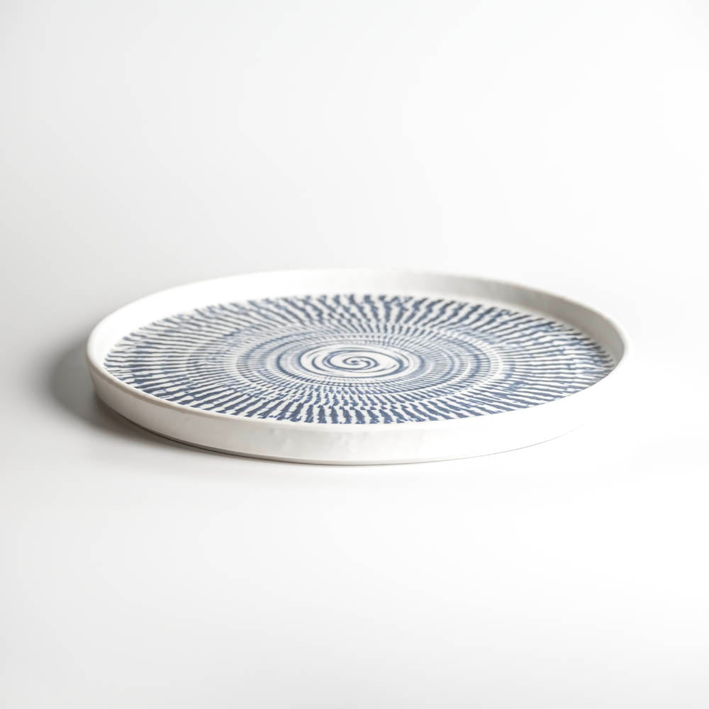 Merritt Designs Tribal Blue 10.75 inch Melamine Dinner Plate Side View