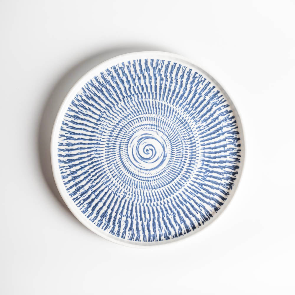 Merritt Designs Tribal Blue 10.75 inch Melamine Dinner Plate Top View