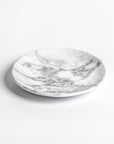 Merritt Designs White Marble 8.5 inch melamine salad plate 3/4 view