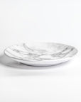 Merritt Designs White Marble 8.5 inch melamine salad plate side view
