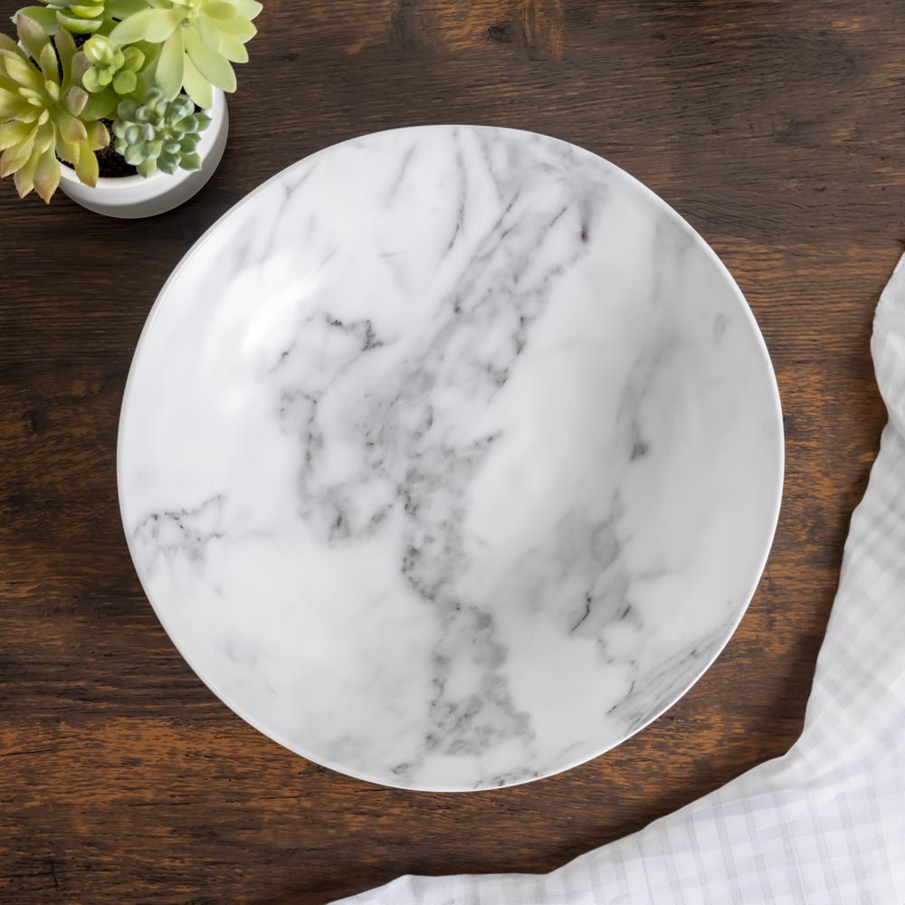 Merritt Designs White Marble 11 inch Round Melamine Dinner Plate is a nice size for everyday use.