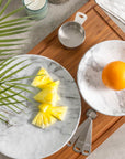 Merritt Designs White Marble 11 inch Round Melamine Dinner Plate serving up fresh fruit