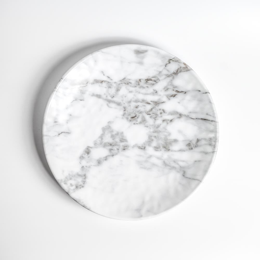 Merritt Designs White Marble 11 inch Round Melamine Dinner Plate Top View