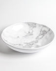 Merritt Designs White Marble 12 inch Round Melamine Serving Bowl 3/4 View
