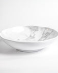 Merritt Designs White Marble 12 inch Round Melamine Serving Bowl Side View