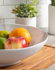 Merritt Designs White Marble 12 inch Round Melamine Serving Bowl Serving Fresh Fruit