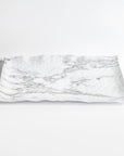 Merritt Designs White Marble 16 inch Rectangular Melamine Serving Tray 3/4 View