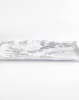 Merritt Designs White Marble 16 inch Rectangular Melamine Serving Tray Side View