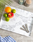 Merritt Designs White Marble 16 inch Rectangular Melamine Serving Tray serving fruits