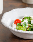 Merritt Designs White Rope 8 inch Melamine Salad Bowl with salad