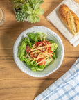 Merritt Designs White Rope 8 inch Melamine Salad Bowl filled with fresh salad