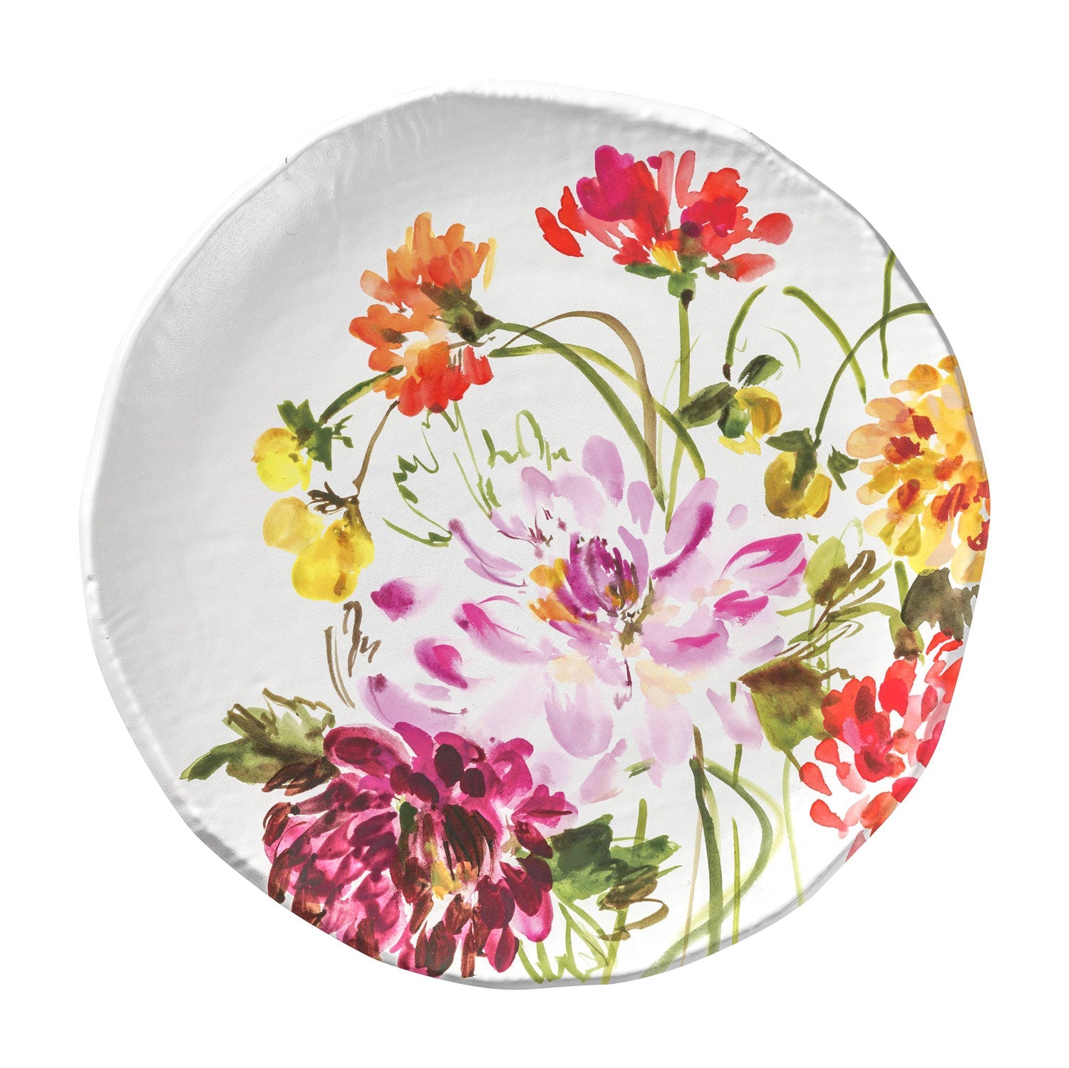 Garden Brights Collection by Kelly Ventura White 10.75 inch melamine plate,