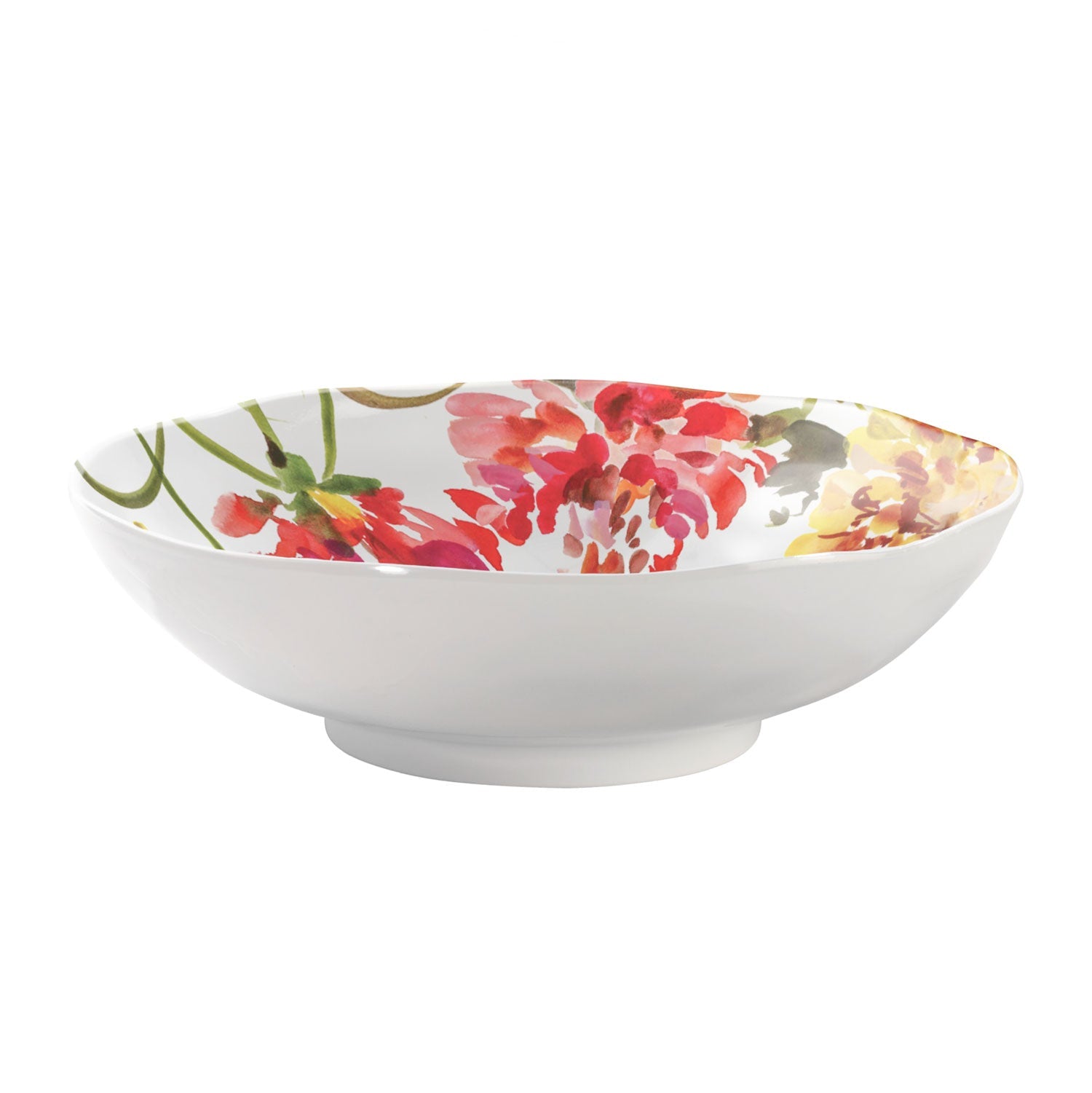 White, 12 inch melamine serving bowl, Garden Brights Collection by Kelly Ventura