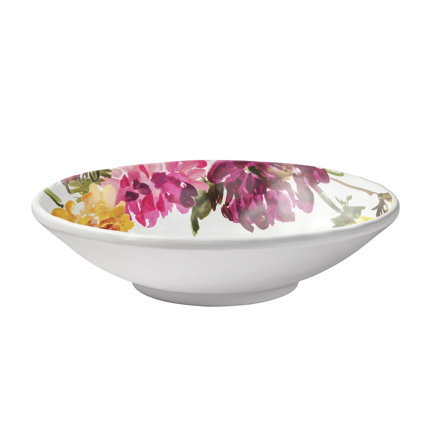 White, 8 inch melamine salad bowl, Garden Brights Collection by Kelly Ventura