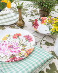 White, 10.75 inch melamine plate, Garden Brights Collection by Kelly Ventura with floral table setting