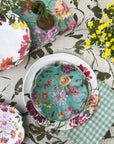 Teal, 15.25 inch melamine appetizer tray, Garden Brights Collection by Kelly Ventura with floral table setting