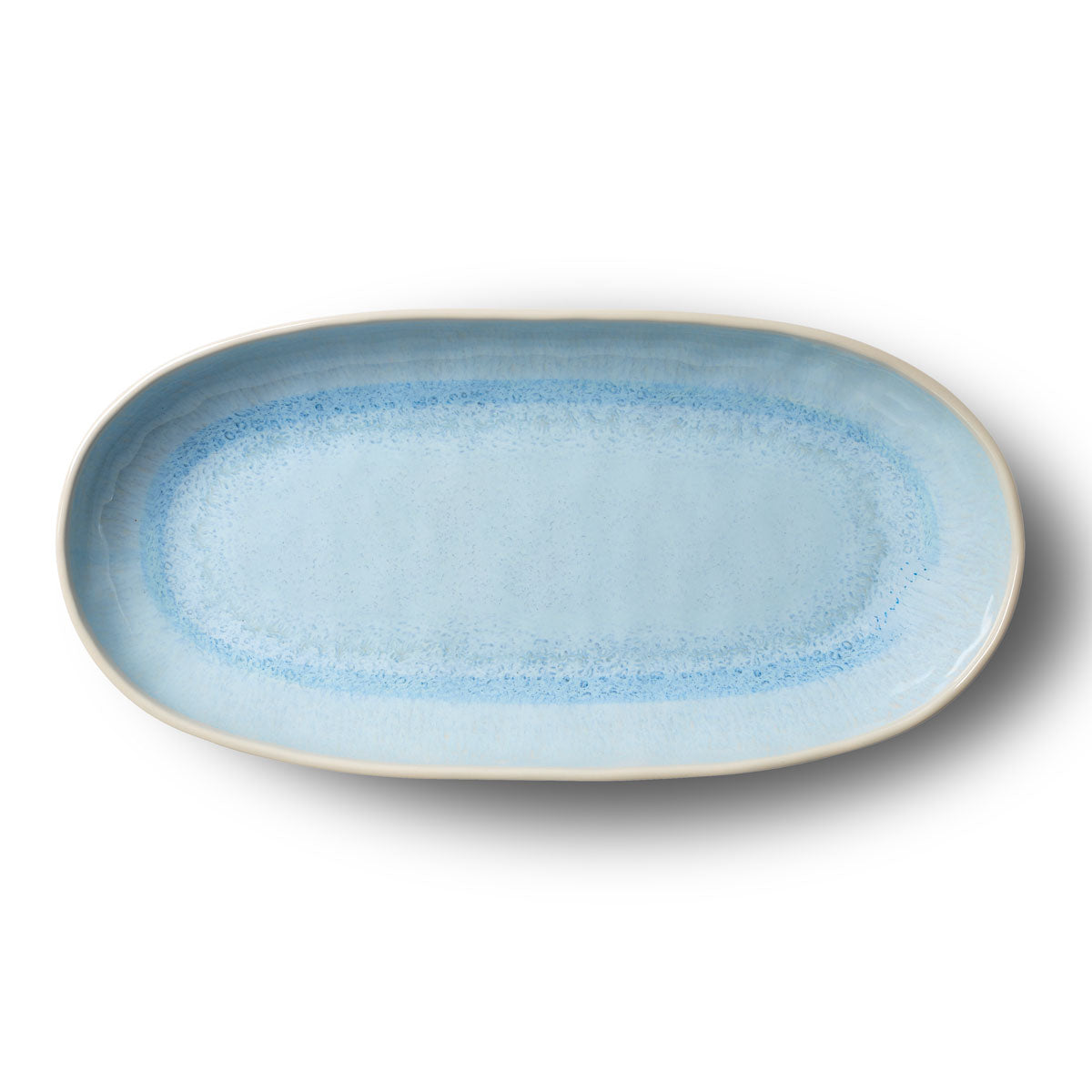 Merritt Designs Reactive Glaze 15 inch X 7.25 inch Blue Melamine Oval Appetizer Tray