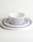 Modern geometric bowls blue white pattern family dinnerware