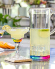 BPA-Free Merritt Designs Teardrop Rainbow 11oz Acrylic Margarita Glass with Margarita pitcher