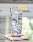 Merritt Designs Teardrop Rainbow 5oz Acrylic Tumbler with sparkling water