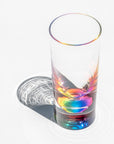 Merritt Designs Teardrop Rainbow 5oz Acrylic Tumbler shining in the sun