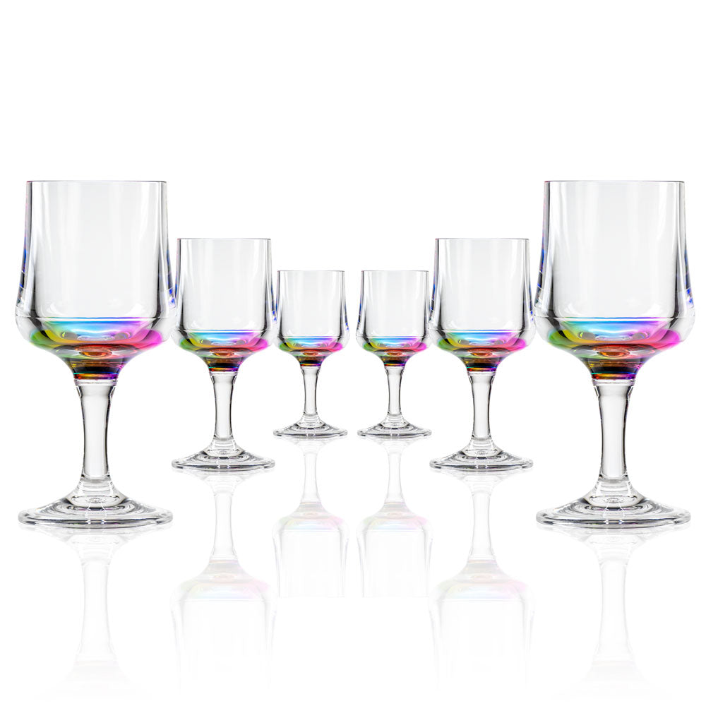 Merritt Designs Teardrop Rainbow 8oz Acrylic Wine Drinkware Wineware set of 6