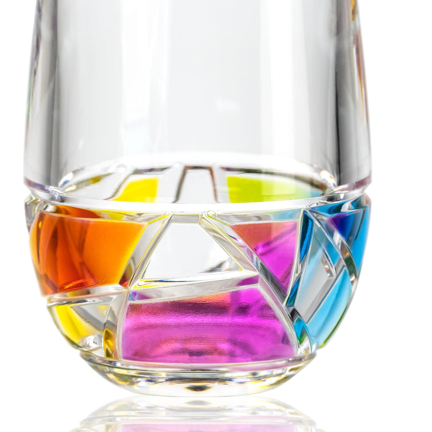 10oz rainbow acrylic tumbler glass from Merritt Designs' Mosaic Collection detailed view