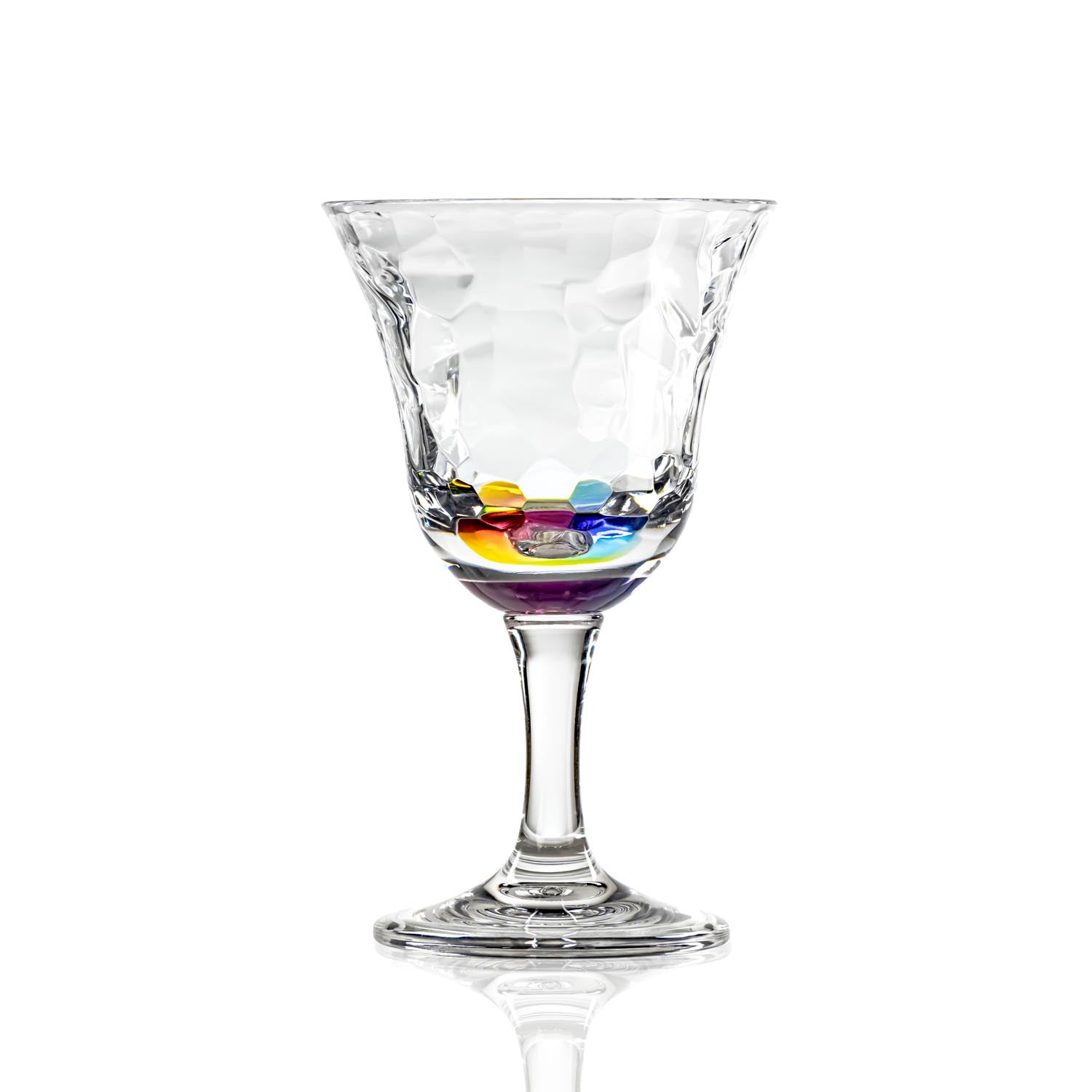 12-ounce rainbow acrylic wine glass from the Merritt Designs Cascade collection. Front view on white background