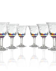 Set of 6, 12-ounce rainbow acrylic wine glasses from the Merritt Designs Cascade collection. Front view on white background