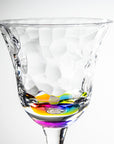 12-ounce rainbow acrylic wine glass from the Merritt Designs Cascade collection. Detailed view on white background