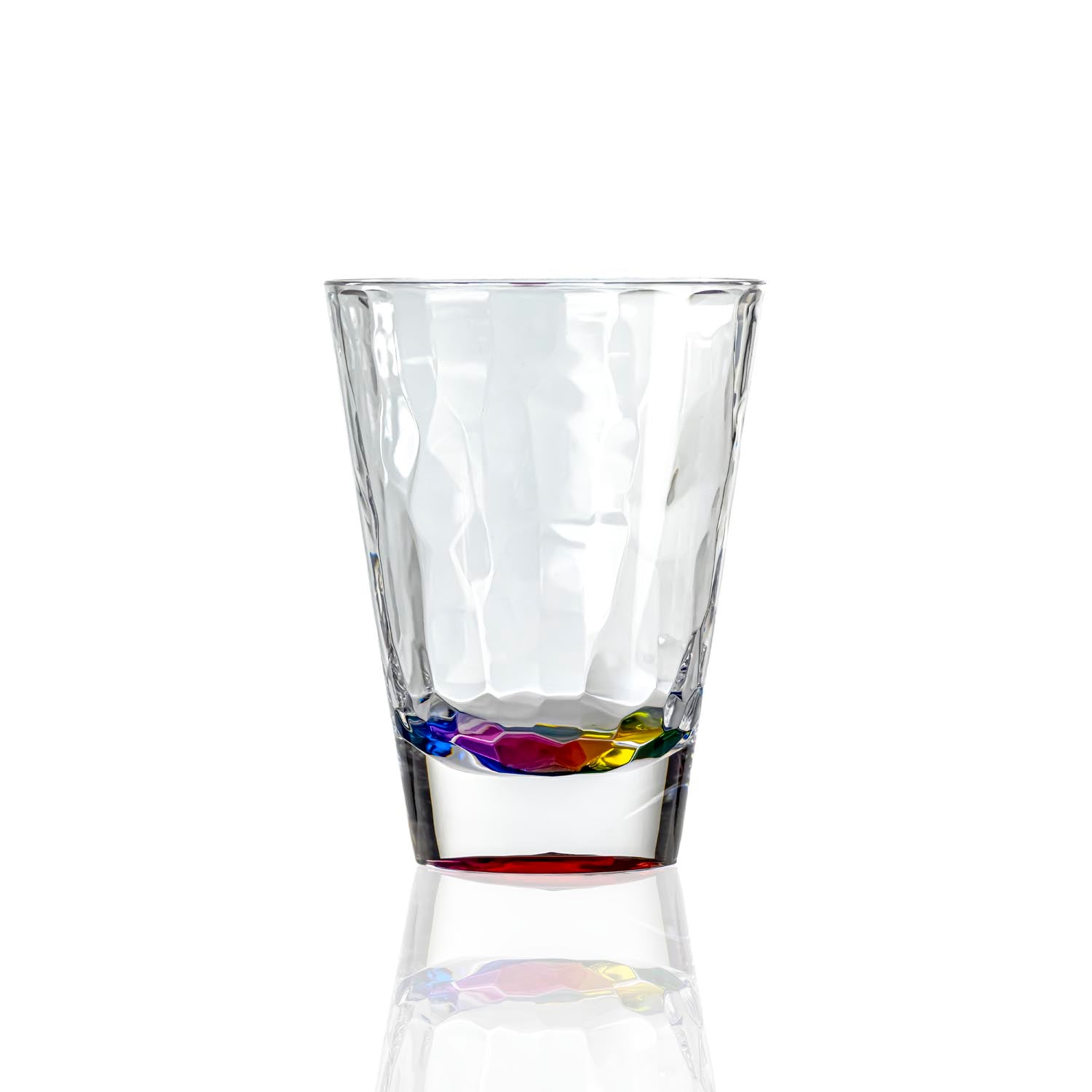 14-ounce rainbow acrylic tumbler glass from the Merritt Designs Cascade collection. Front view on white background
