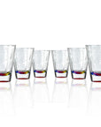Set of 6, 14-ounce rainbow acrylic tumbler glasses from the Merritt Designs Cascade collection. Front view on white background