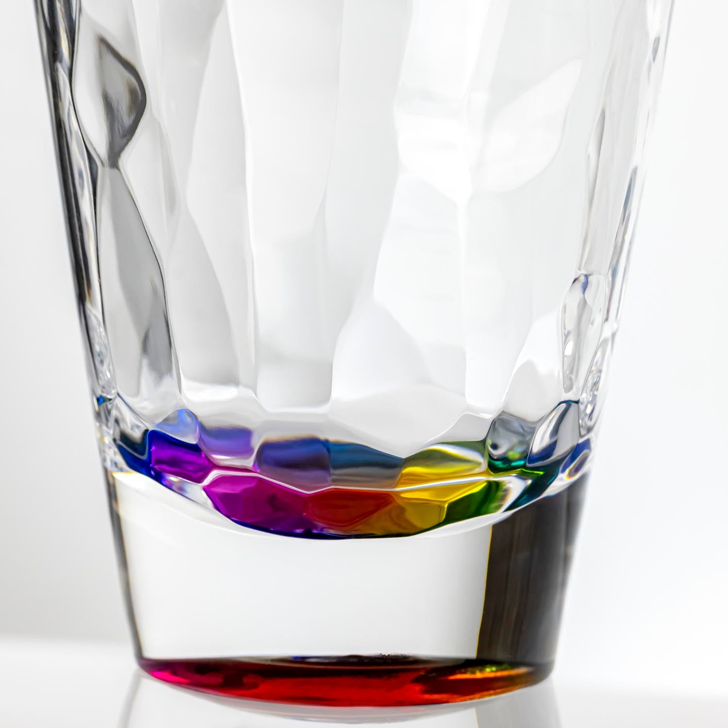 14-ounce rainbow acrylic tumbler glass from the Merritt Designs Cascade collection. Detailed view on white background