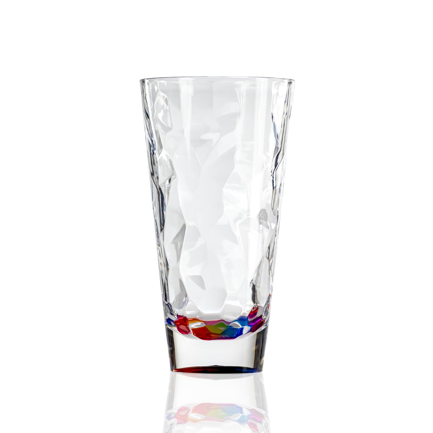 17-ounce rainbow acrylic tumbler glass from the Merritt Designs Cascade collection. Front view on white background