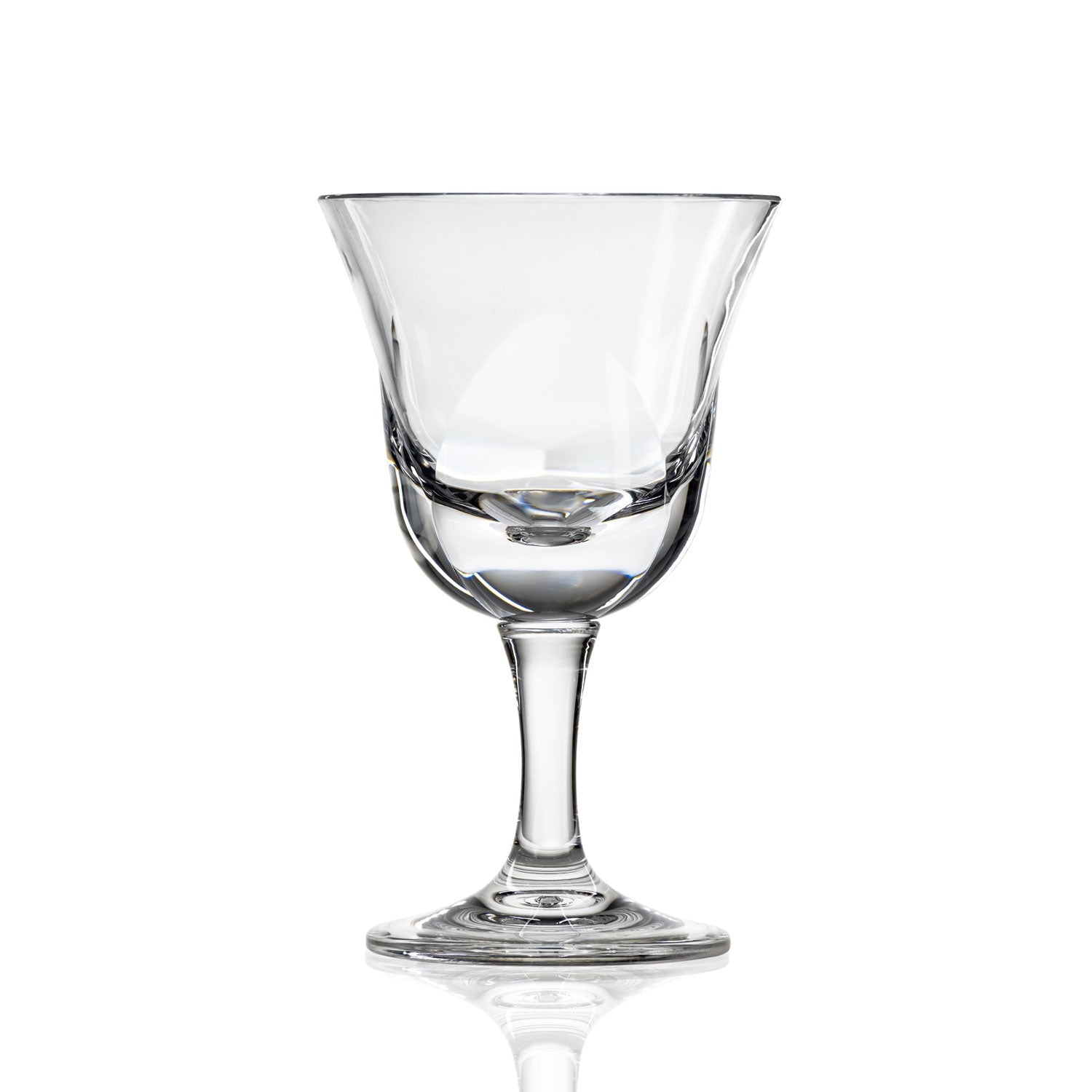 10-ounce clear acrylic wine glass in the Fiori collection by Merritt Designs. Front view on white background