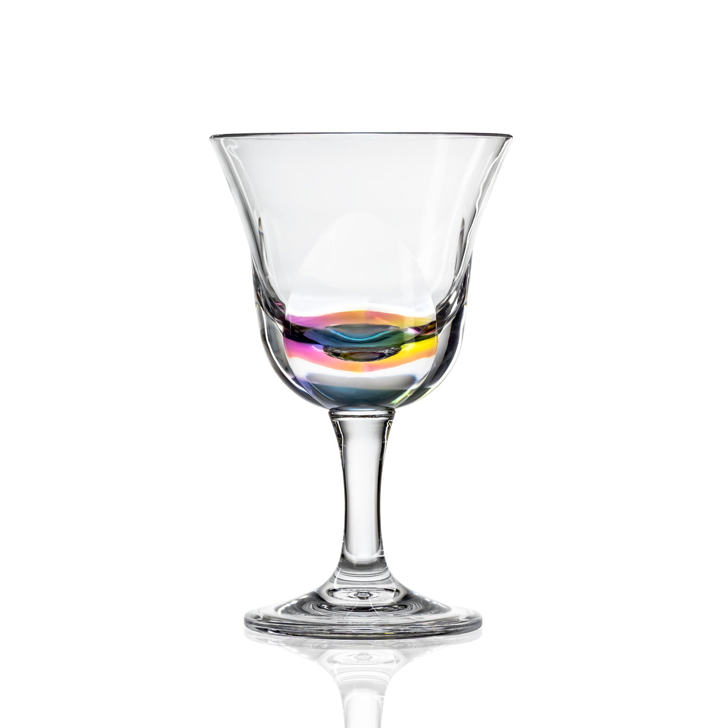10-ounce rainbow acrylic wine glass in the Fiori collection by Merritt Designs. Front view on white background