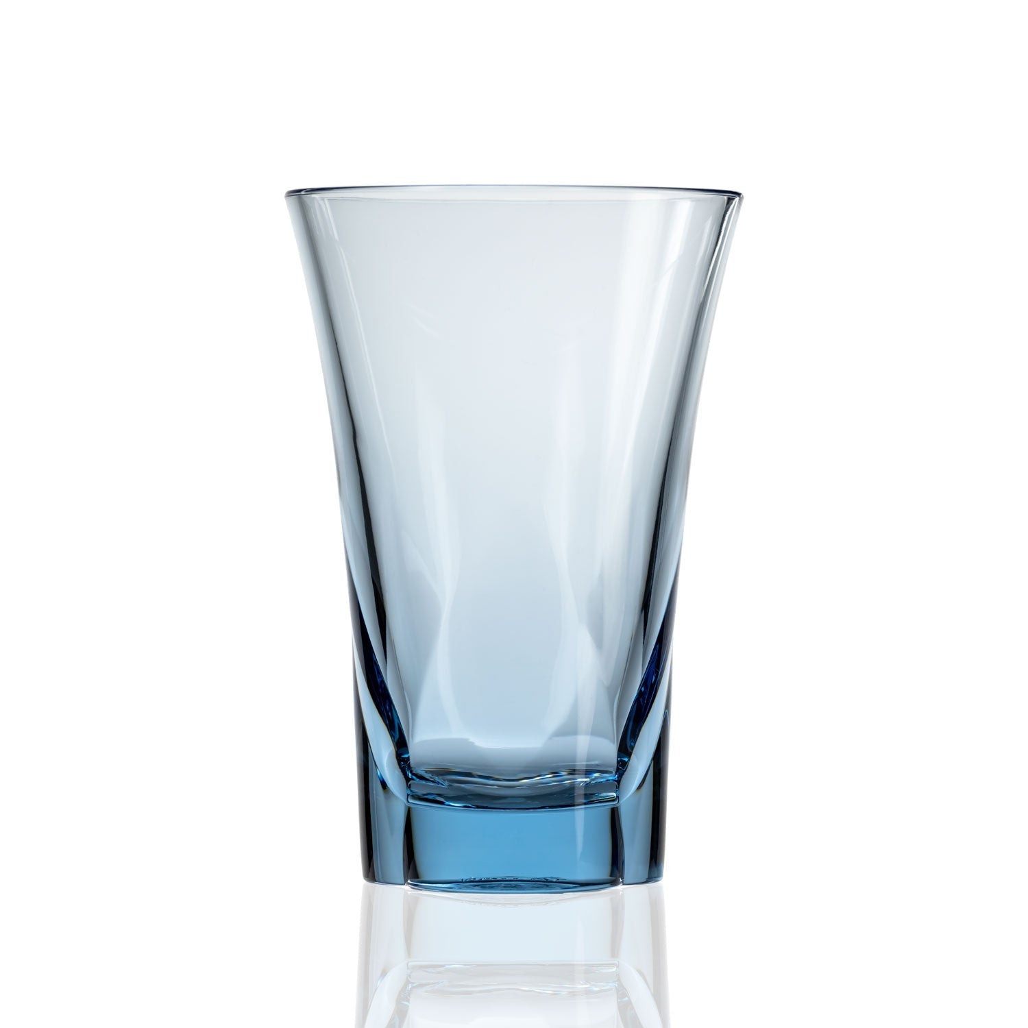 16-ounce blue acrylic tumbler in the Fiori collection by Merritt Designs. Front view on white background