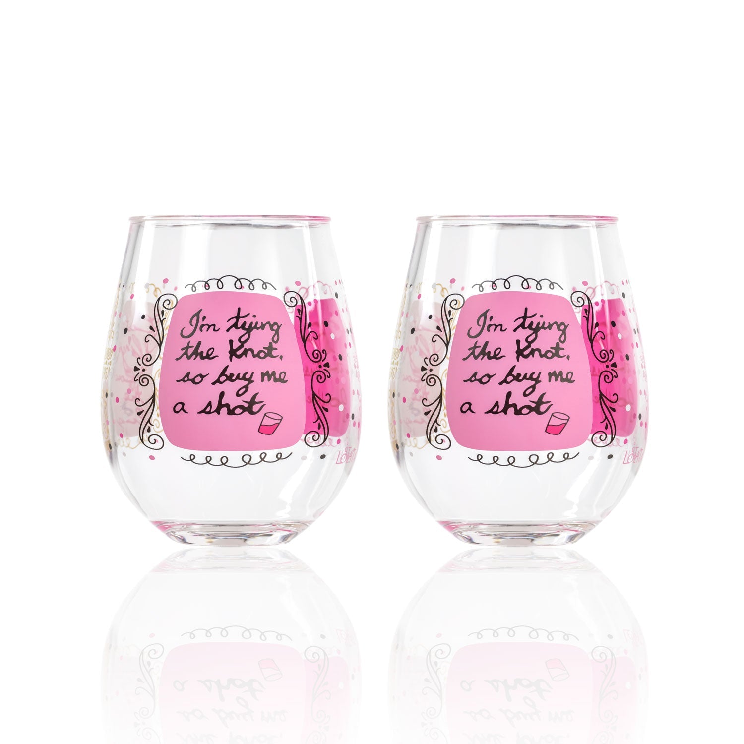 Lolita Bachelorette Party to go 15oz Acrylic Stemless Wine Glasses set of 2