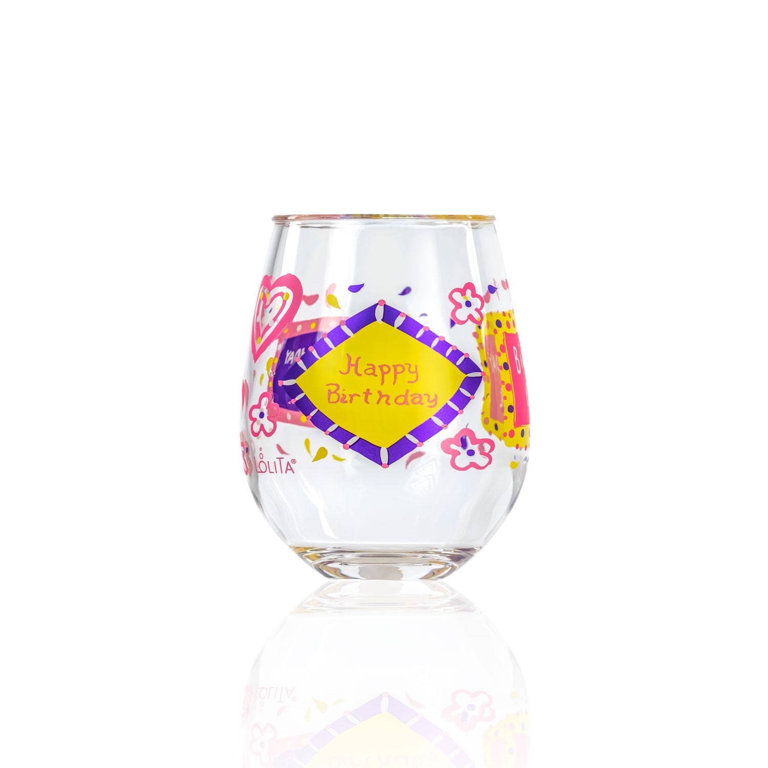 Lolita Birthday Girl Party to go 15oz Acrylic Stemless Wine Glass