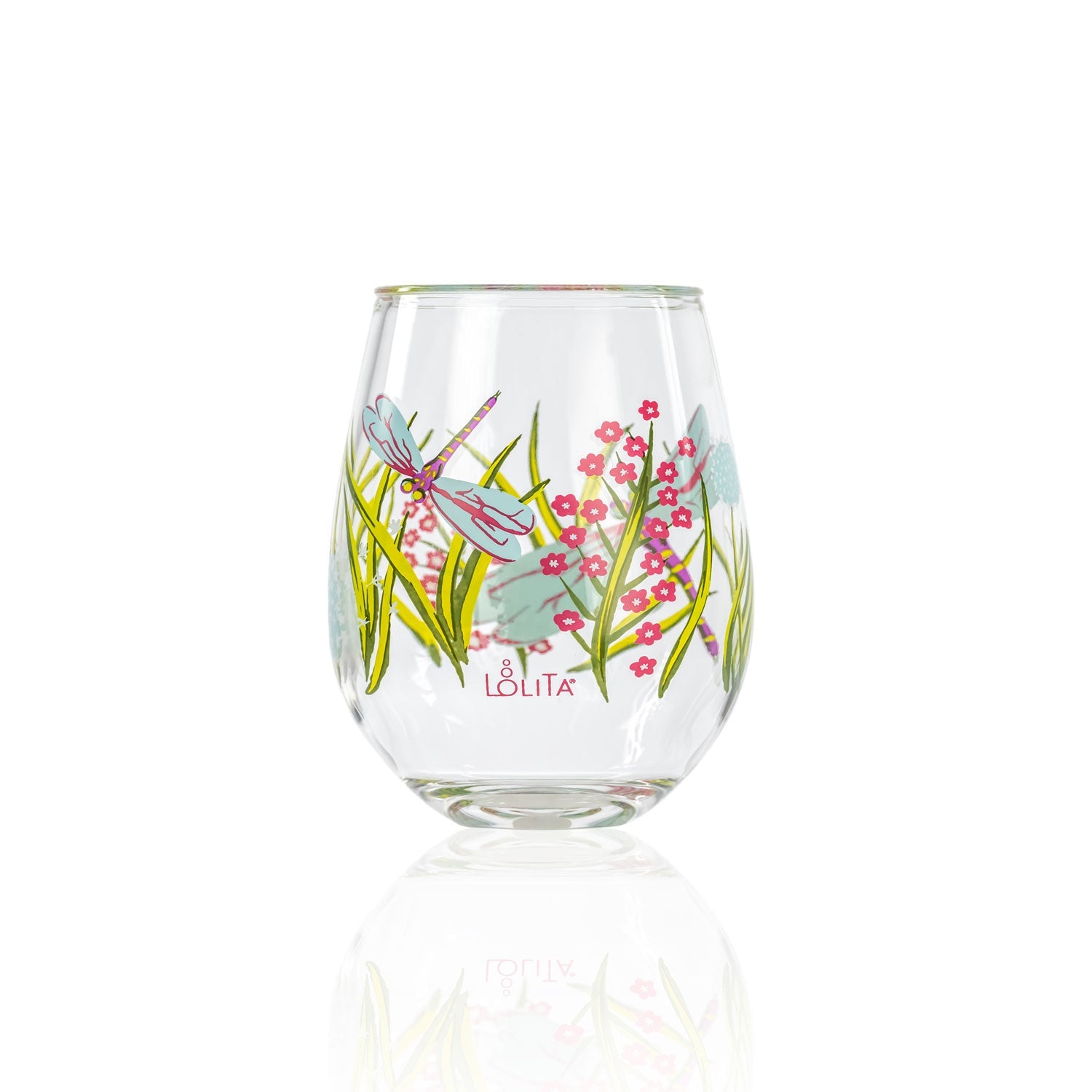 Lolita Dragonfly Party to go 15oz Acrylic Stemless Wine Glass