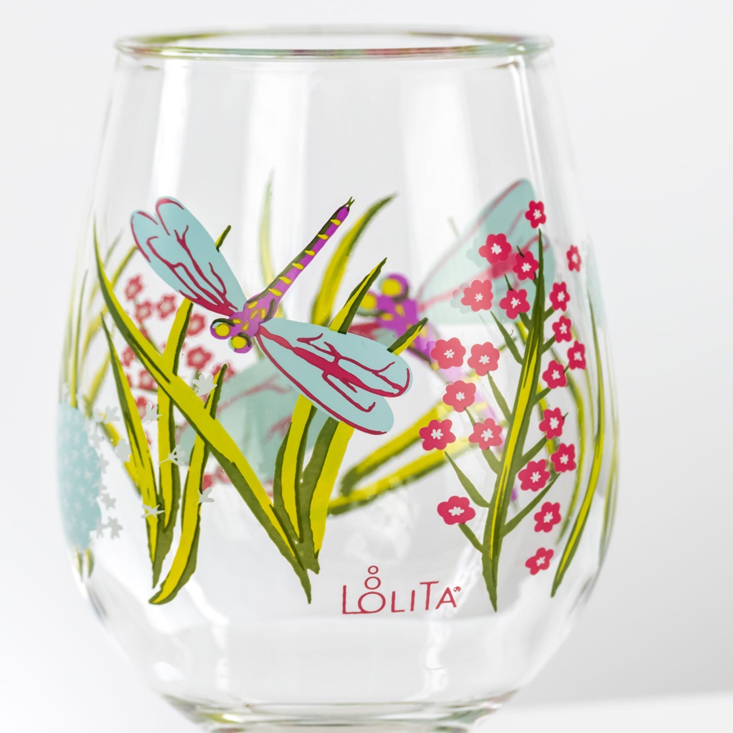 Lolita Dragonfly Party to go 15oz Acrylic Stemless Wine Glass