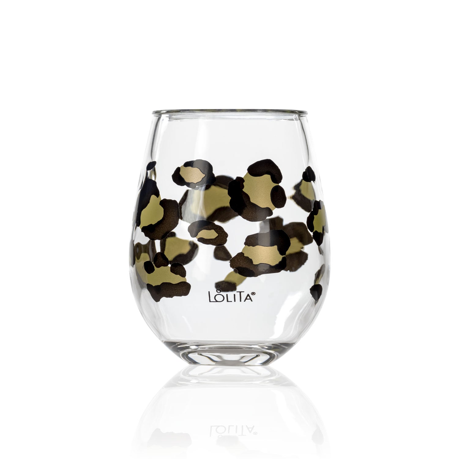 Lolita Leopard Print Party to go 15oz Acrylic Stemless Wine Glass