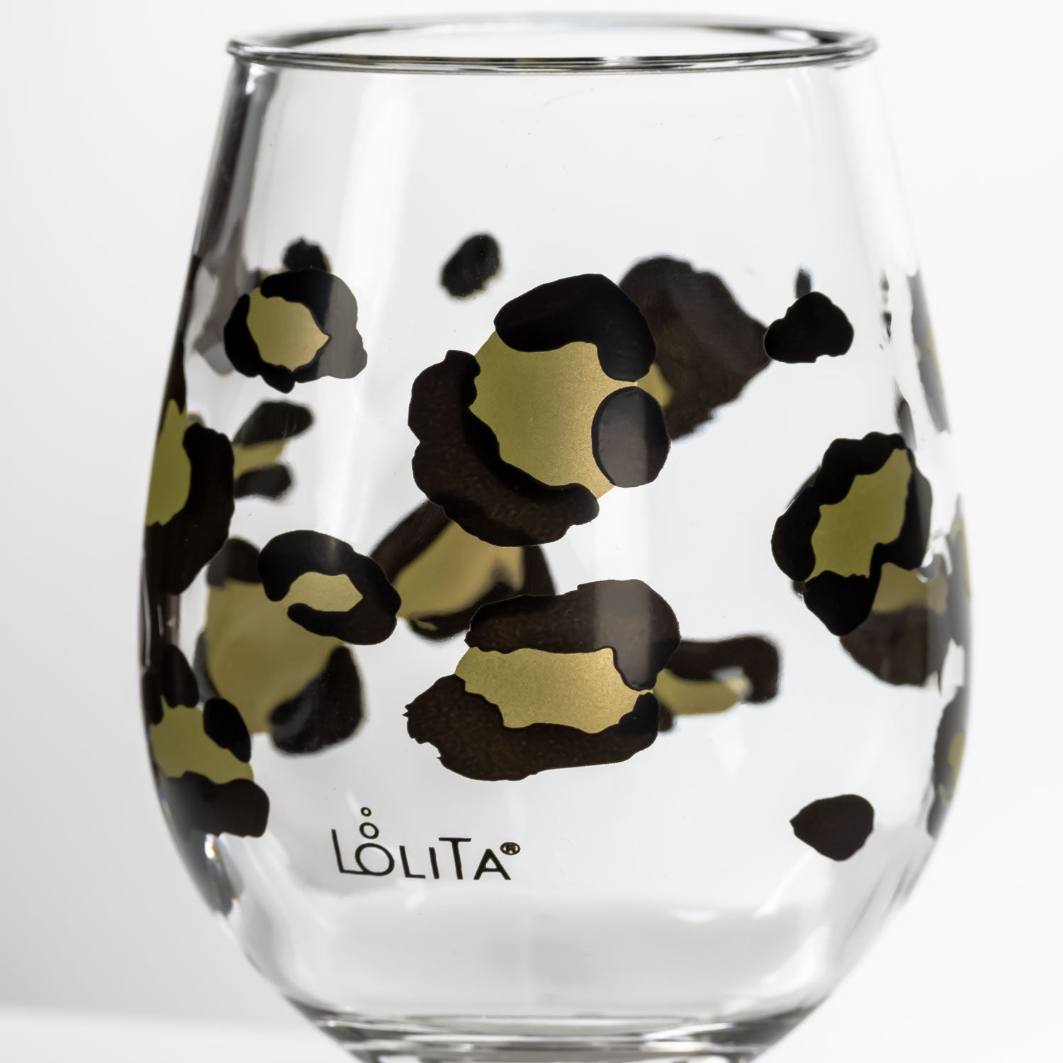 Lolita Leopard Print Party to go 15oz Acrylic Stemless Wine Glass