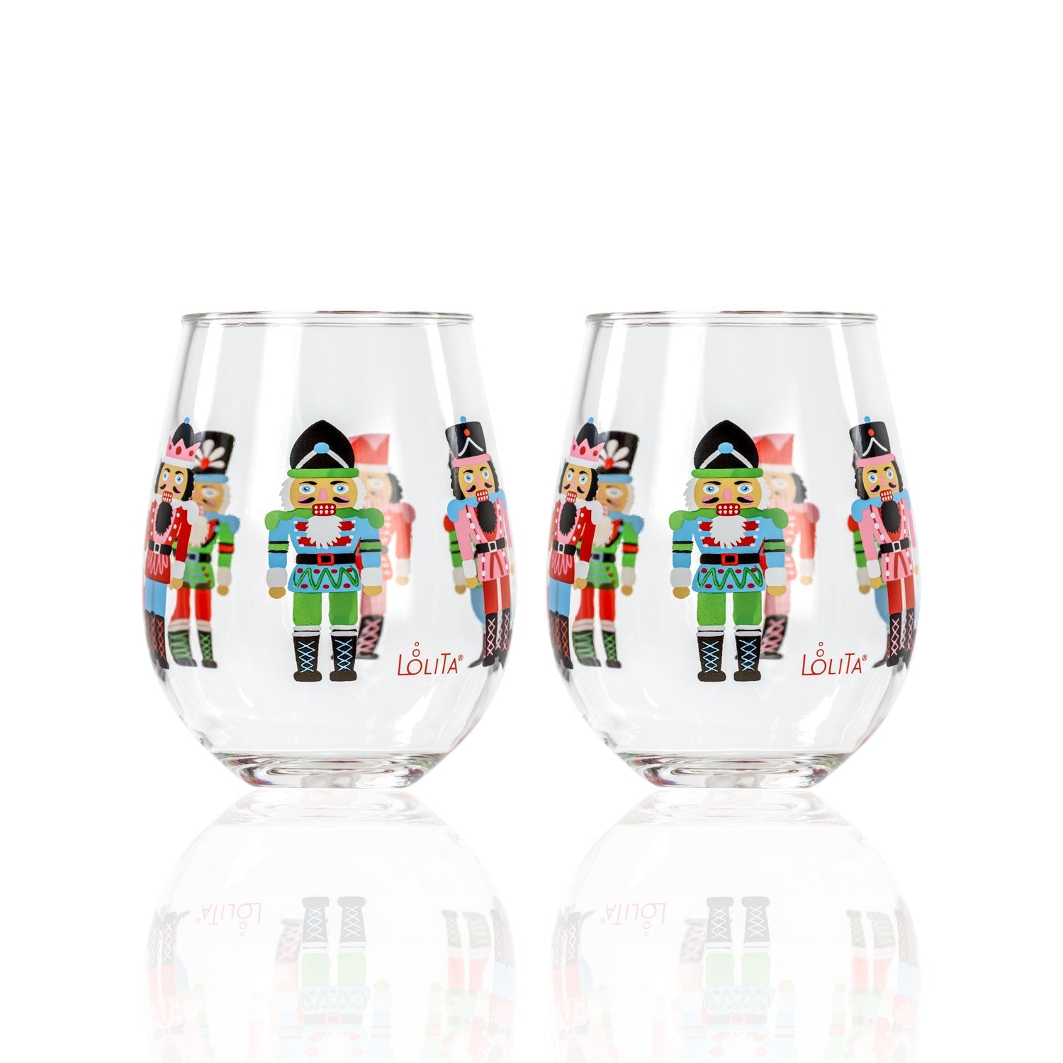 Lolita Nutcracker Party to go 15oz Acrylic Stemless Wine Glasses set of 2