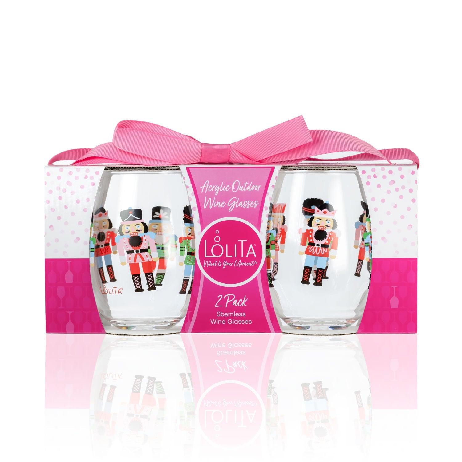 Lolita Nutcracker Party to go 15oz Acrylic Stemless Wine Glasses set of 2 giftbox