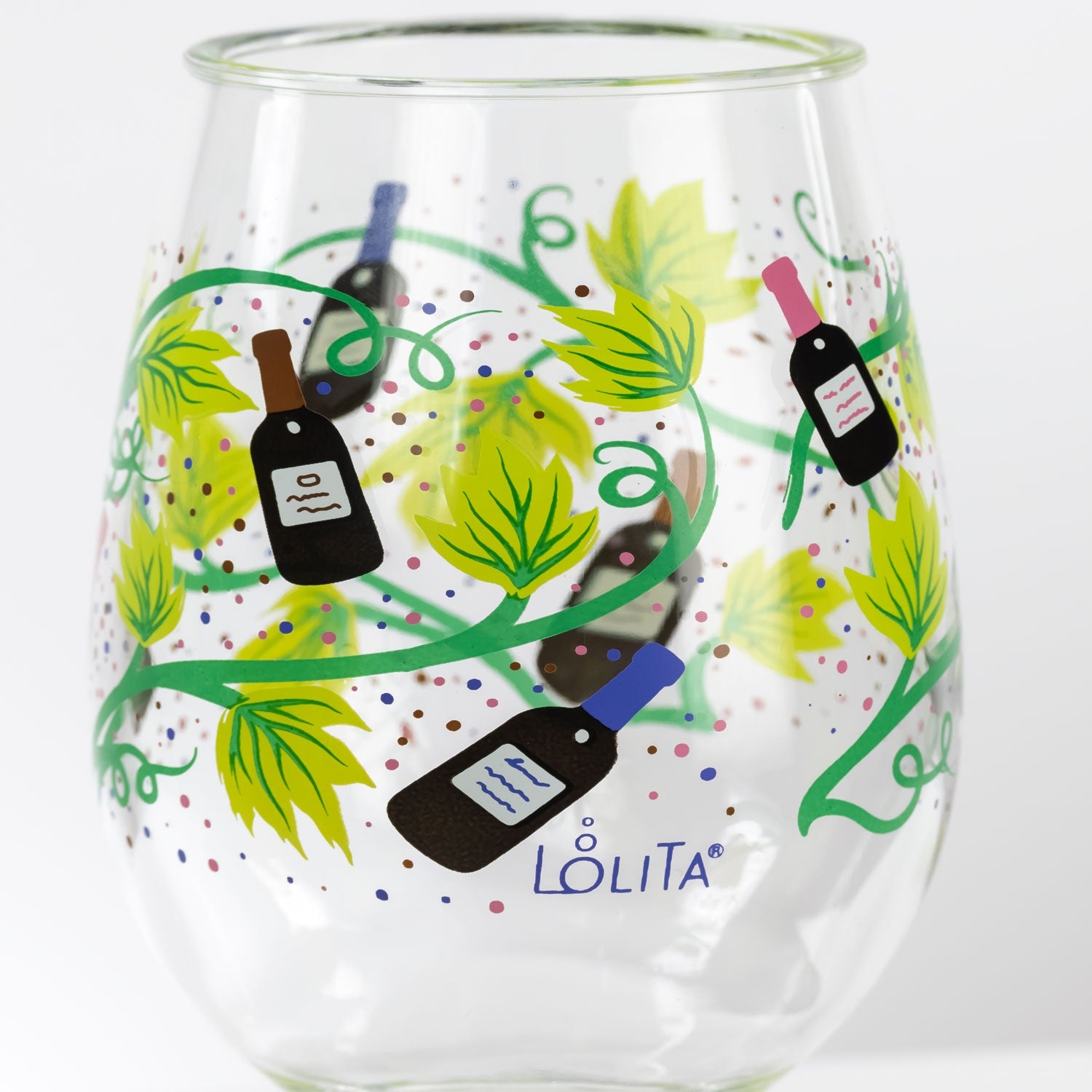 Lolita Wine Vines Party to go 15oz Acrylic Stemless Wine Glass
