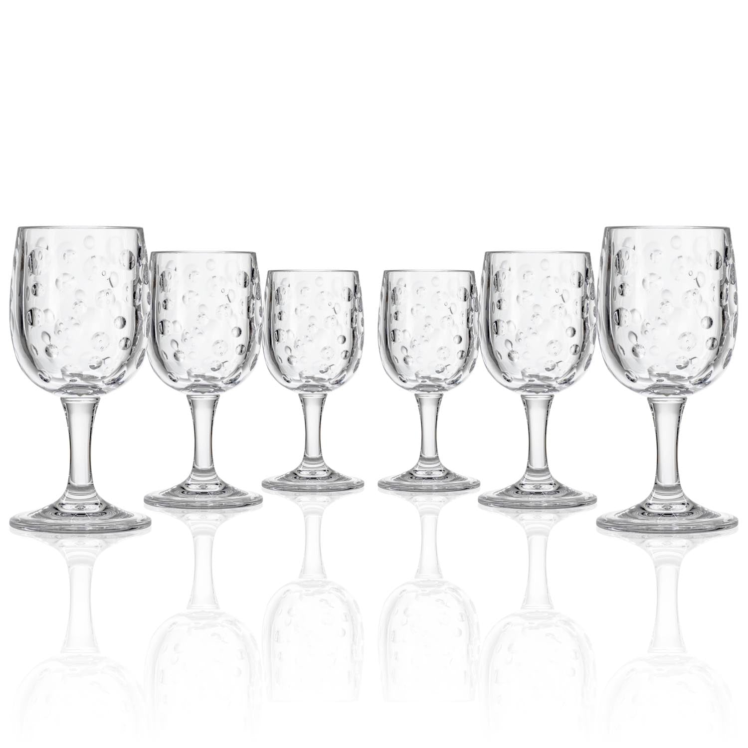 BPA-Free Set of 6 Merritt Designs Satin Pearl clear 8oz Acrylic Wine Glasses