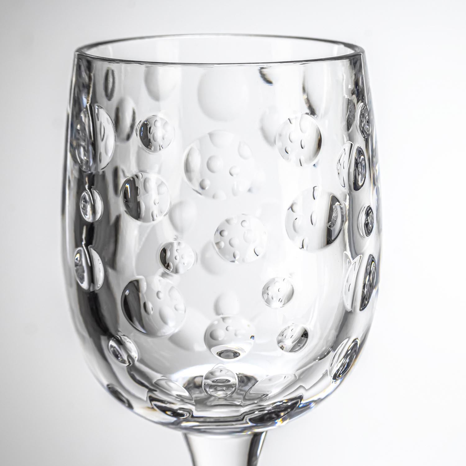 BPA-Free Merritt Designs Satin Pearl clear 8oz Acrylic Wine Glass close up